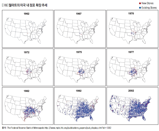 월마트의 미국 내 점포 확장 추세