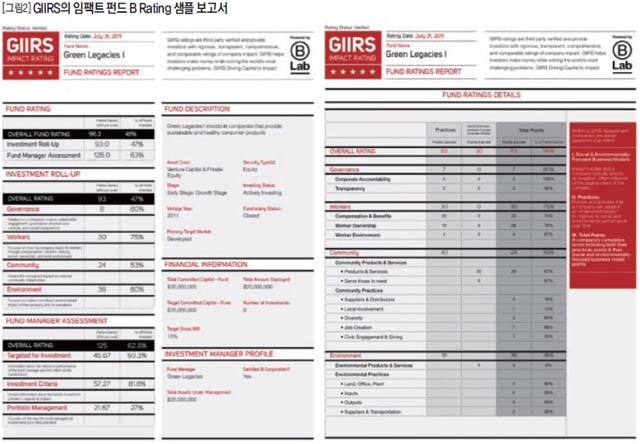 GIIR의 임팩트 펀드 B Rating 샘플 보고서