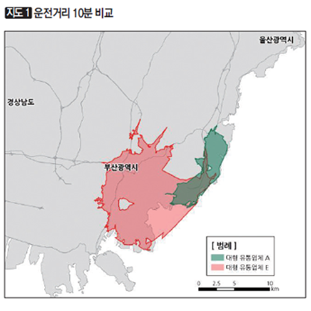 [지도1]운전거리 10분 비교