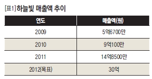 하늘빛 매출액 추이