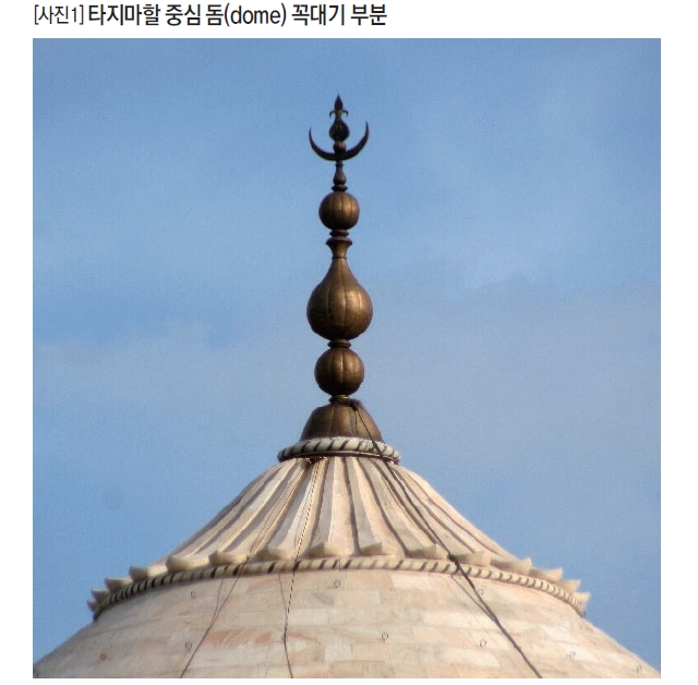 타지마할 중심 돔(dome) 꼭대기 부분