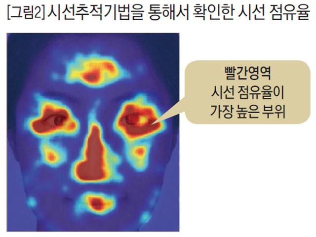 시선추적기법을 통해서 확인한 시선 점유율