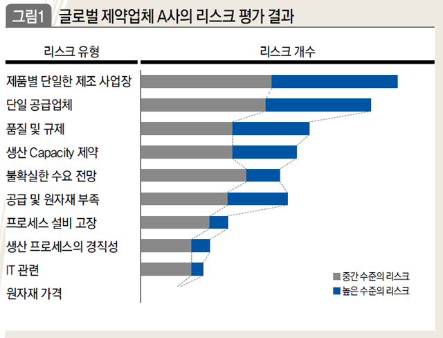 글로벌 제약업체 A사의 리스크 평가 결과