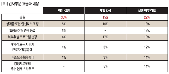 인사부문 효율화 내용