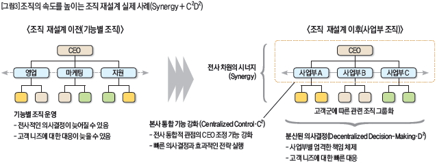 조직의 속도를 높이는 조직 재설계 실제 사례(Synergy + C2D2)