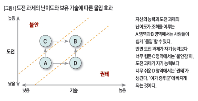 도전 과제의 난이도와 보유 기술에 따른 몰입 효과