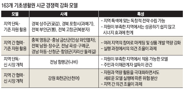 163개 기초생활권 시군 경쟁력 강화 모델 