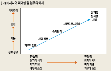 시니어 리더십 팀 업무의 예시