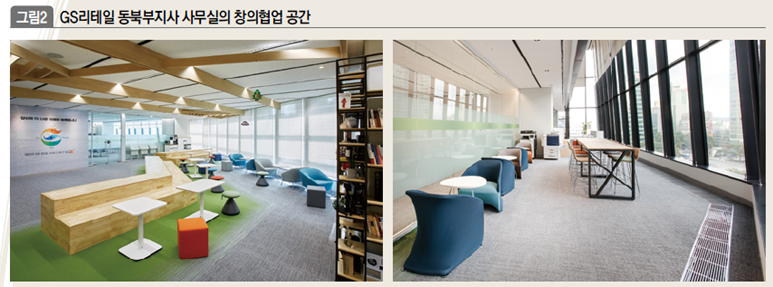 GS리테일 동북부지사 사무실의 창의협업 공간