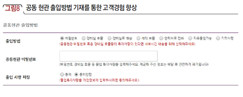  공동 현관 출입방법 기재를 통한 고객경험 향상