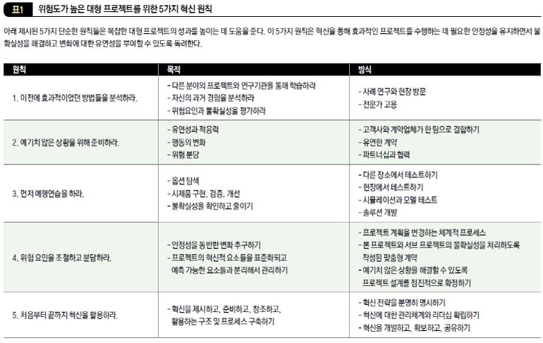 위험도가 높은 대형 프로젝트를 위한 5가지 혁신 원칙