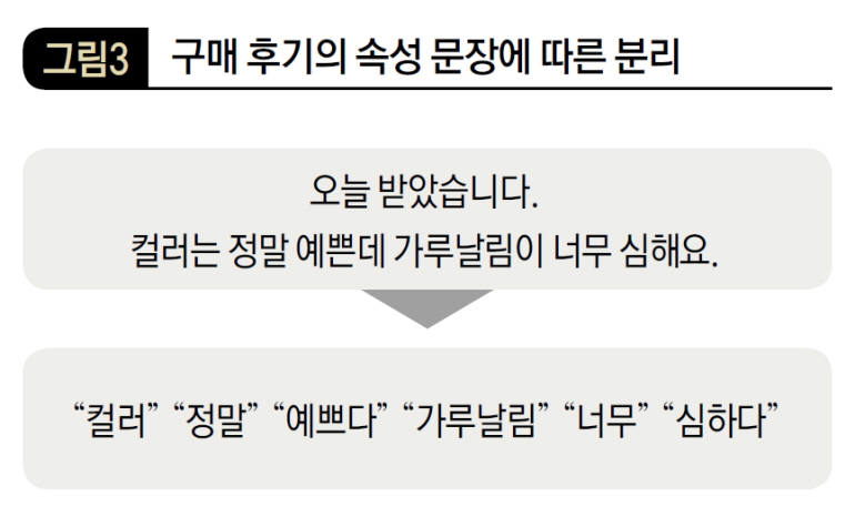 구매 후기의 속성 문장에 따른 분리