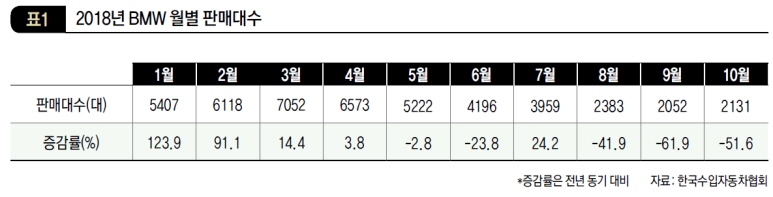 2018년 BMW 월별 판매대수