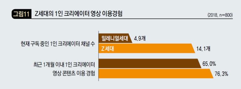 Z세대의 1인 크리에이터 영상 이용경험