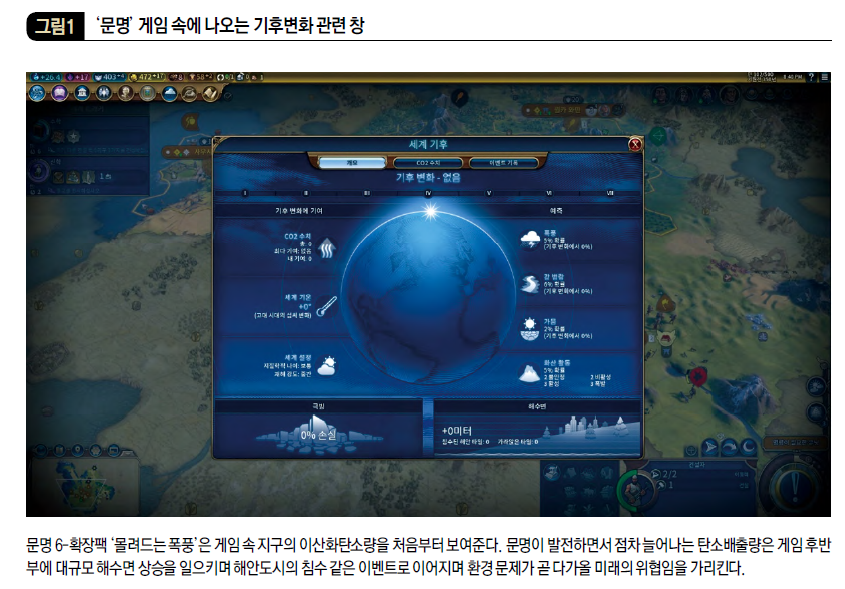 ‘문명’ 게임 속에 나오는 기후변화 관련 창