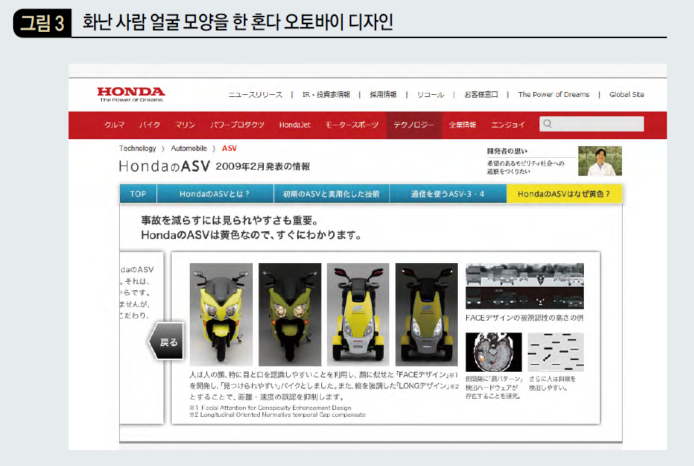 화난 사람 얼굴 모양을 한 혼다 오토바이 디자인