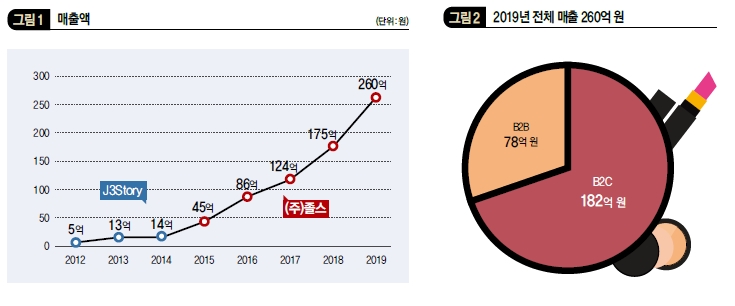 매출액과 2019년 전체 매출 260억 원