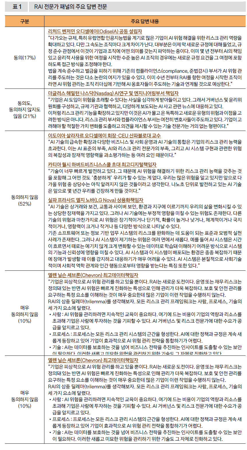 RAI 전문가 패널의 주요 답변 전문