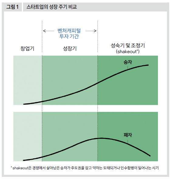 스타트업의 성장 주기 비교