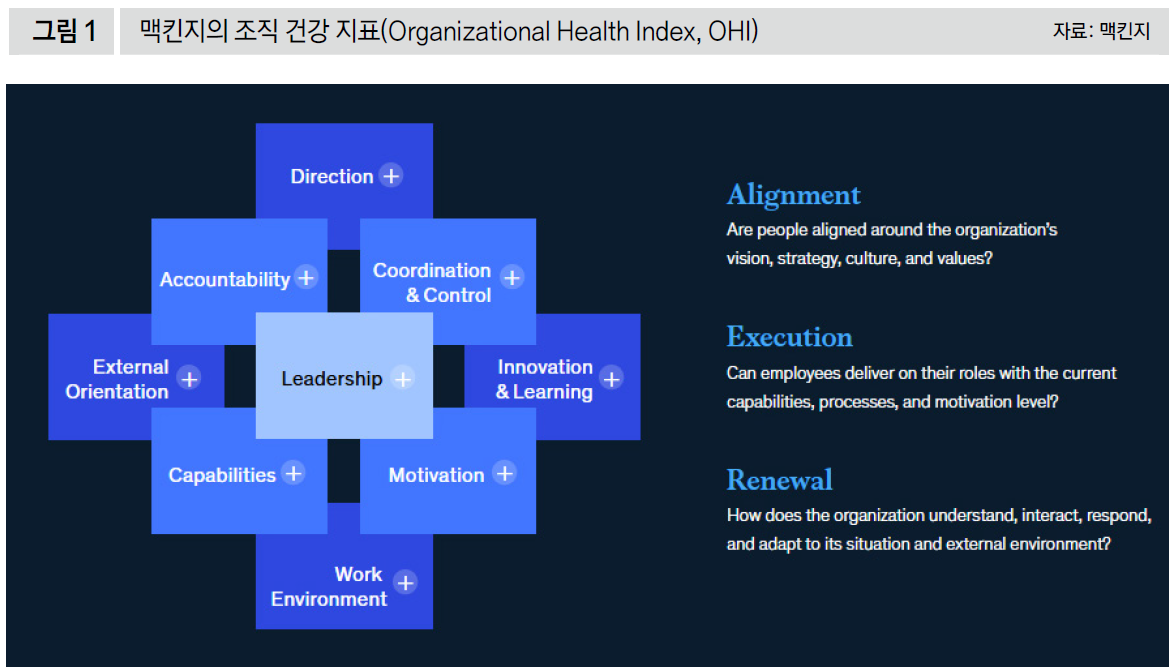 맥킨지의 조직 건강 지표(Organizational Health Index, OHI)